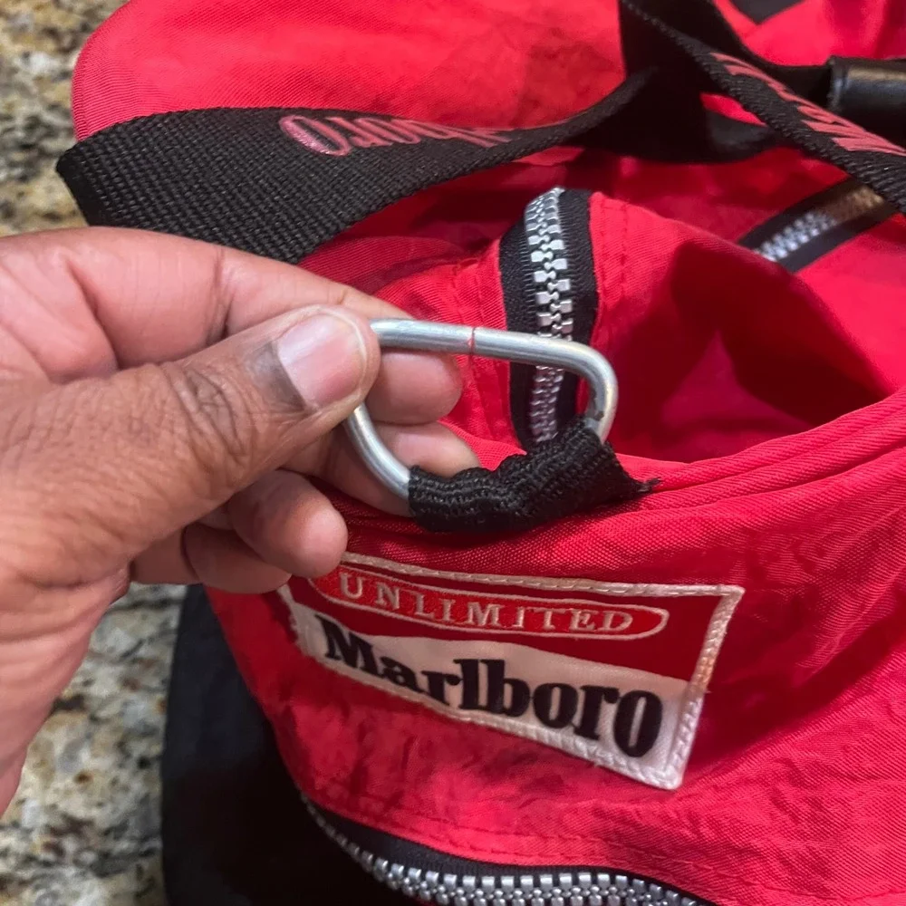 Vintage Marlboro Unlimited Duffel Bag Red Black 90s Gear Travel Gym Bag Large